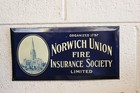 Vtg Norwich Union Fire Insurance Connecticut Advertising Antique Sign