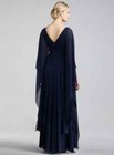 Navy Blue Chiffon Mother Of Bride Dresses V Neck High Waist Beaded Prom Gowns