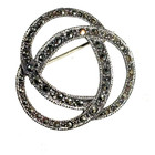 Vintage Sterling Silver 925 Marcasite Love Knot Pin Art Deco Style 1 25 
