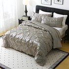 Satin Comforter Set Size  3-piece Pinch Pleat Bedding Sets  King Light Grey