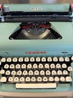 Vintage 1950s Royal Quiet Deluxe Typewriter Teal With Tweed Case And Manual