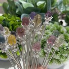 5pc Natural Fluorite Carved Rose Hairpin Quartz Crystal Reiki Healing Random
