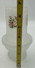 Vintage Frosted Satin Glass Fairy Lamp Applied Pink Flowers With Hobnail Base