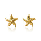 14k Solid Yellow Gold Starfish Stud Earrings