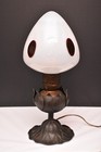 Antique Table Lamp Art Deco Nouveau Bronze Opalescent Art Glass Lotus Torchiere