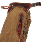 Sandstone Suede Chinks Floral Tooled Accents Fringe - Chaps New