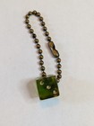 Vintage Green Marbled Lucite Dice Keychain Grammes Ball Chain Mid Century