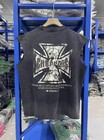 Men Vintage Black T Shirt Skull Distressed Summer Worn High Street Vest Top