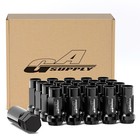 M14x1 5 Extended Open End Lug Nuts Black  1 9  48mm Tall  17mm Hex  Conical S   