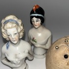 Antique Victorian Porcelain Pincushion Half Doll Collection Quantity 5