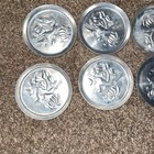 Vintage Mid Century  Raised Relief  Leaping Deer  Aluminum Coasters  Set Of 8