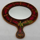 Vintage 1960s Mod Big Blue Eye Girl Hand Mirror Groovy Flower Retro Vanity