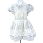 Vintage 1950s Girls Party Dress 6-6x Sheer White Organdy Lace With Slip