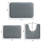 Grey Bathroom Rugs Set  3 Piece  Ultra Soft Velvet Memory Foam  Non-slip   