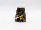 Vintage Cloisonn   Floral Pattern Sewing Thimble With Enameled Colorful Inlay
