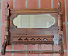 Antique Wooden Wall Mirror With Shelf And Towel Rack Eastlake Walnut 