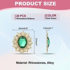 20pcs Rhinestone Buttons  Flatback Sew On Rhinestones  Dark Green