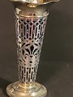 Vtg Godinger Museum Re-creations 8  Pierced Silver Plate Vase Cobalt Gls Insert