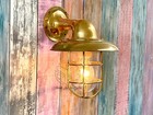 Maritime Salvaged Brass Swan Shade Passageway Bulkhead Wall Mount Light Nautical