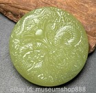 2 1  Old Chinese Natural Hetian Jade Carving Dragon Beast Belt Buckle Pendant