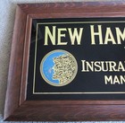 New Hampshire Fire Insurance Company Manchester Nh Framed Reverse Glass Sign