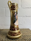 Antique Porcelain Portrait Vase Hand Painted Austrian Signed Woman Lovely Repair