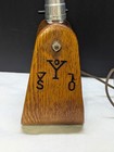Vtg Wooden Saddle Stirrup Table Lamp Western Cowboy Cattle Branding No Shade
