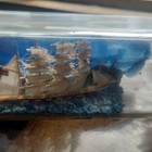 Glass Ship In A Bottle Nautical Collectible Decorative Boat Model Blue Sea Base