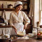 White Maid Half Apron For Women With Pocket  Vintage Ruffled Apron