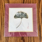 Matted Asian Leaf Pith Painting Figural Village Boat Nature Scenes Signed Pair