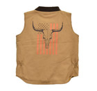 New  Youth Boy s Cowboy Hardware Tan Flag Skull Canvas Vest Size Xs S M L Xl