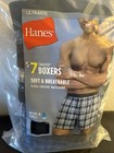 Men Hanes 7-pack Ultimate Woven Soft   Breathable Boxer Underwear - Blue Plaid