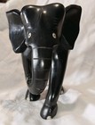Vintage Hand Carved Black Wood Elephant Figurine Indian Style 17cm