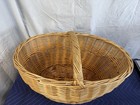 Large Vintage Wicker Gathering Basket Oval Handwoven Willow Market Handle 20 
