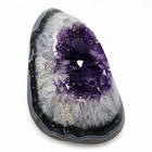 Blue Lace Agate Amethyst Polished Edge Geode A-grade Brazil 1lb 14 3oz 