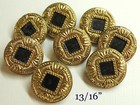 Vintage Fancy Black Glass Sewing Buttons W  Gold Luster   Choice Of Size