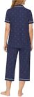 Nautica  2 Pc - Notch Collar Capri Nautical Pj Pajama Set   Size Small Navy