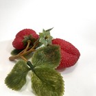 Realistic Fake Fruit Faux Strawberries Artificial Food Decor 2 Berries   Leaves