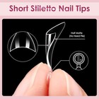  600pcs Nail Tips  Half Cover Clear Gel Nails  12 Sizes  600 Short Stiletto