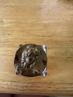 Vintage Square Thick Lead Crystal  Inkwell Victorian Design Brass Lid-un-inked