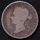 Canada 1872h 25c Twenty Five Cents Silver Coin Queen Victoria G  925 Silver