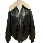 Weworewhat Black Bomber   jacket In Vegan Leather And    Faux Sherpa Xs