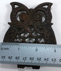 Vtg 70 s Style Miniature Cast Iron Owl Trivet Decor Pot Holder Footed Mcm Boho