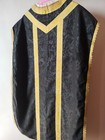 Vintage Gorgeous Church Christian Priest Black Vestment Chasuble Textile Itm 103