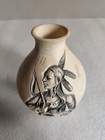 Native American Inspired Vase Etched Indian With Wolf On Both Sides     Plastic 5 
