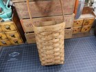 Vintage Hand Woven Wall Basket Tall Flower Basket Signed 1987