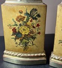 Vintage World Art Gold Floral Bookends Pair Mid Century Victorian Bouquet