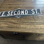 Vintage E  Second St  Double Sided Cast Aluminum Road Street Sign Jamestown Ny