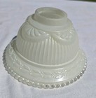 Vintage Art Deco Frosted Glass Lamp Shade  Embossed Drape   Fan Design Bead Rim