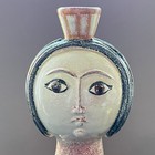 Mcm Alfaraz Art Pottery Signed Spain 11  Woman W  Hair Bun Taper Candle Holder